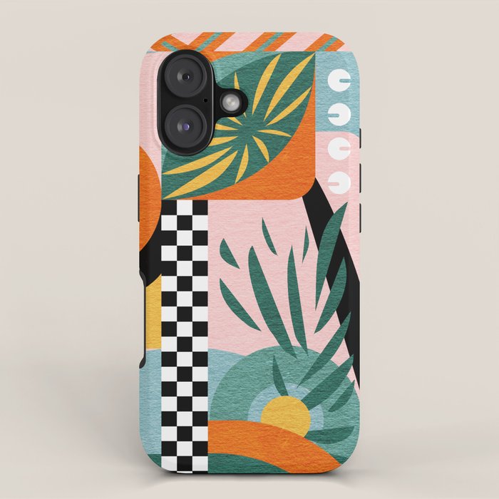 Tropical Orange Forest Sunset / Summer Nature Geometry Landscape iPhone Case Gallery Image 1