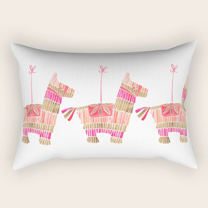 Mexican Donkey PinÌata - Pink & Rose Gold Palette Rectangular Pillow Gallery Image 2