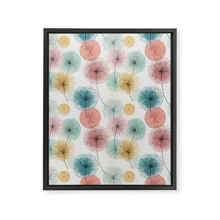 Abstract Dandelion Print in Retro Colors Framed Canvas Print Gallery Image 1