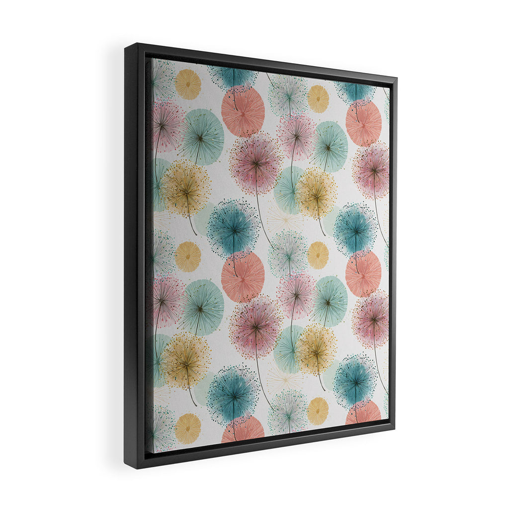 Abstract Dandelion Print in Retro Colors Framed Canvas Print Gallery Image 2
