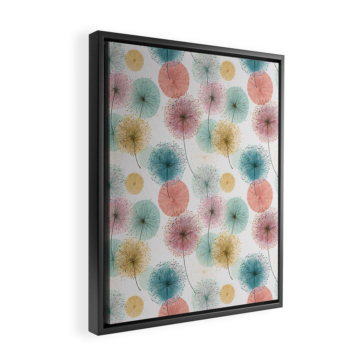 Abstract Dandelion Print in Retro Colors Framed Canvas Print Gallery Image 2