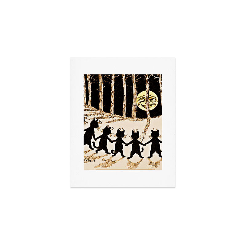 Louis Wain Black Cats & A Full Moon Art Print Gallery Image 1