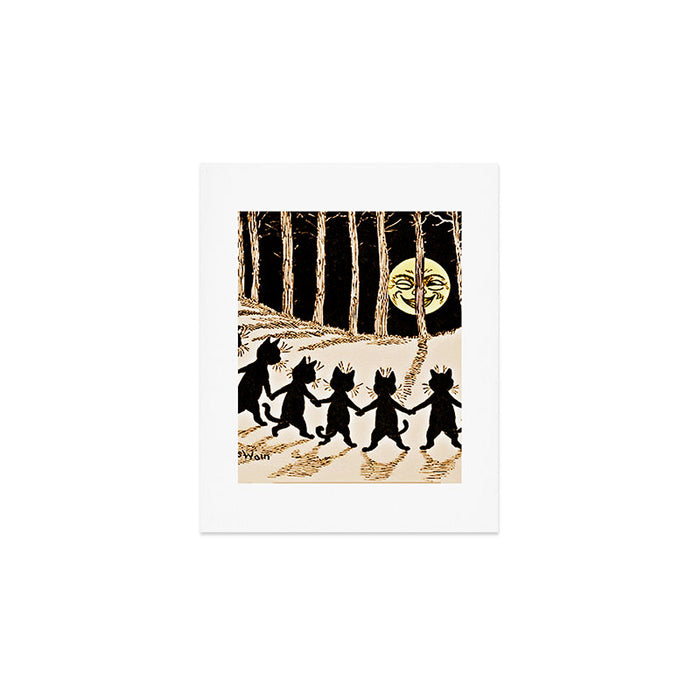 Louis Wain Black Cats & A Full Moon Art Print Gallery Image 1