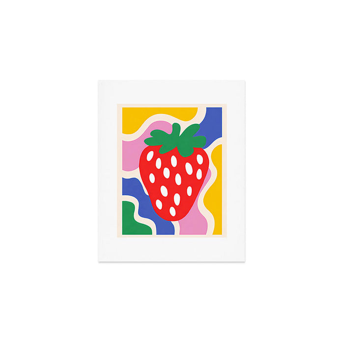Matisse Inspired Colorful Cut Out Shapes and Strawberry  Art Print Gallery Image 1