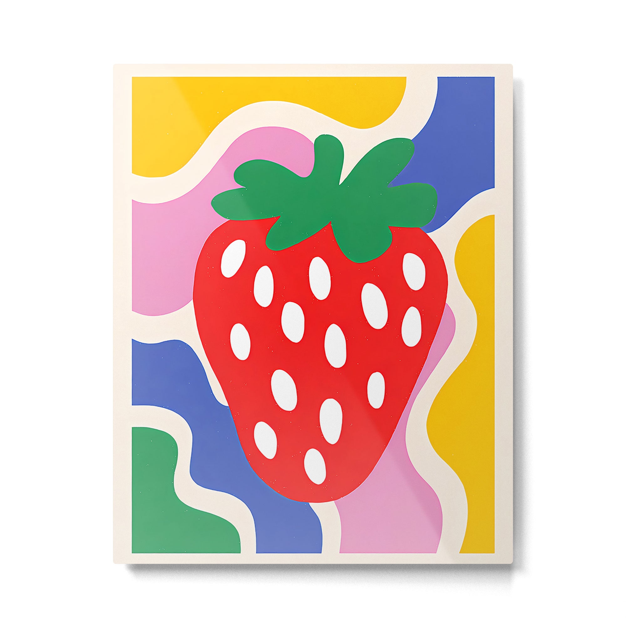 Matisse Inspired Colorful Cut Out Shapes and Strawberry  Metal Print Gallery Image 4
