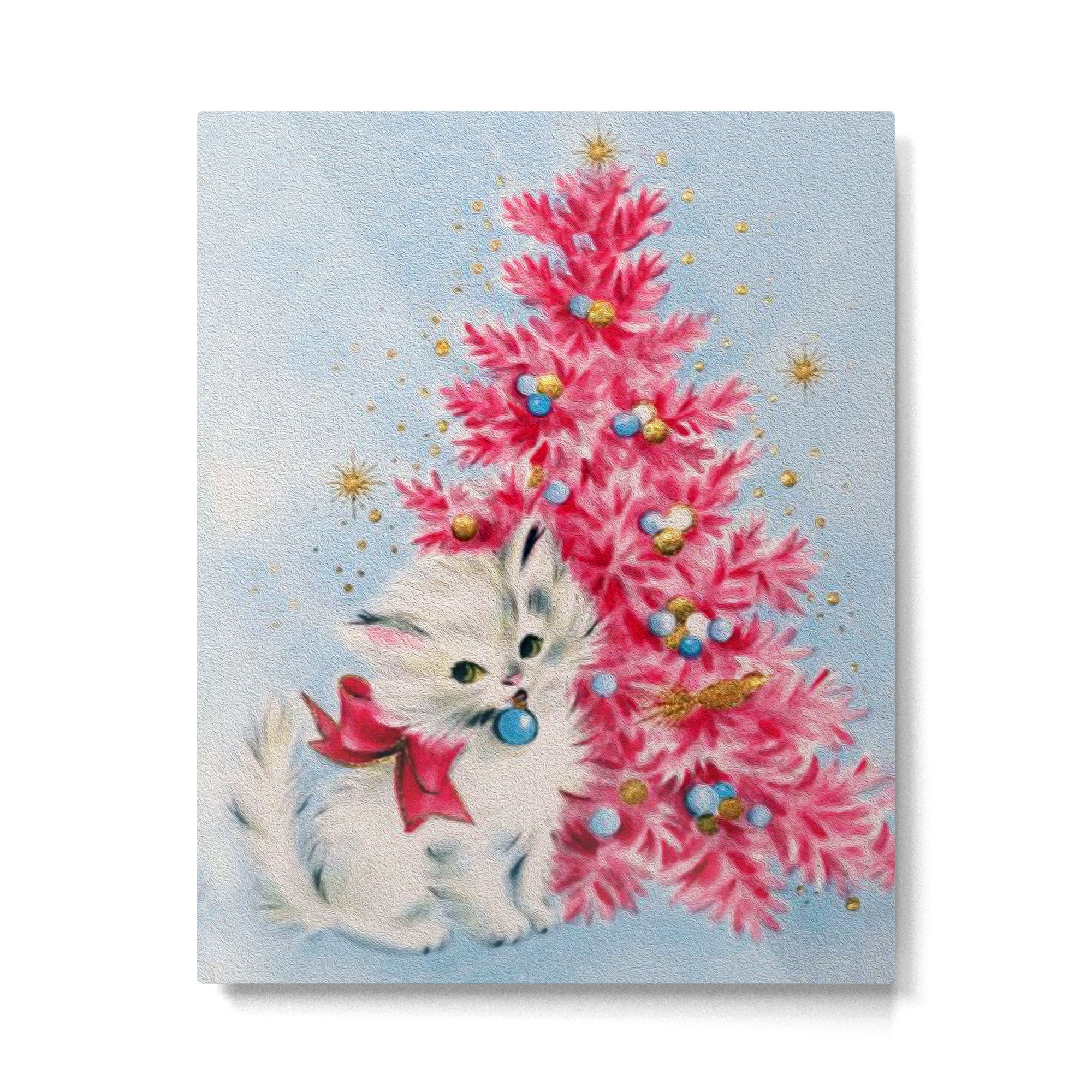 Retro Christmas, Vintage Christmas Kitten Metal Print Gallery Image 6