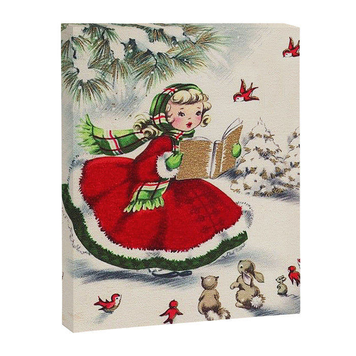 Vintage Christmas Girl Canvas Print Gallery Image 1