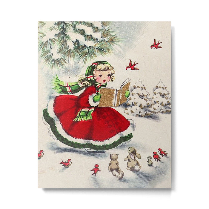Vintage Christmas Girl Metal Print Gallery Image 1