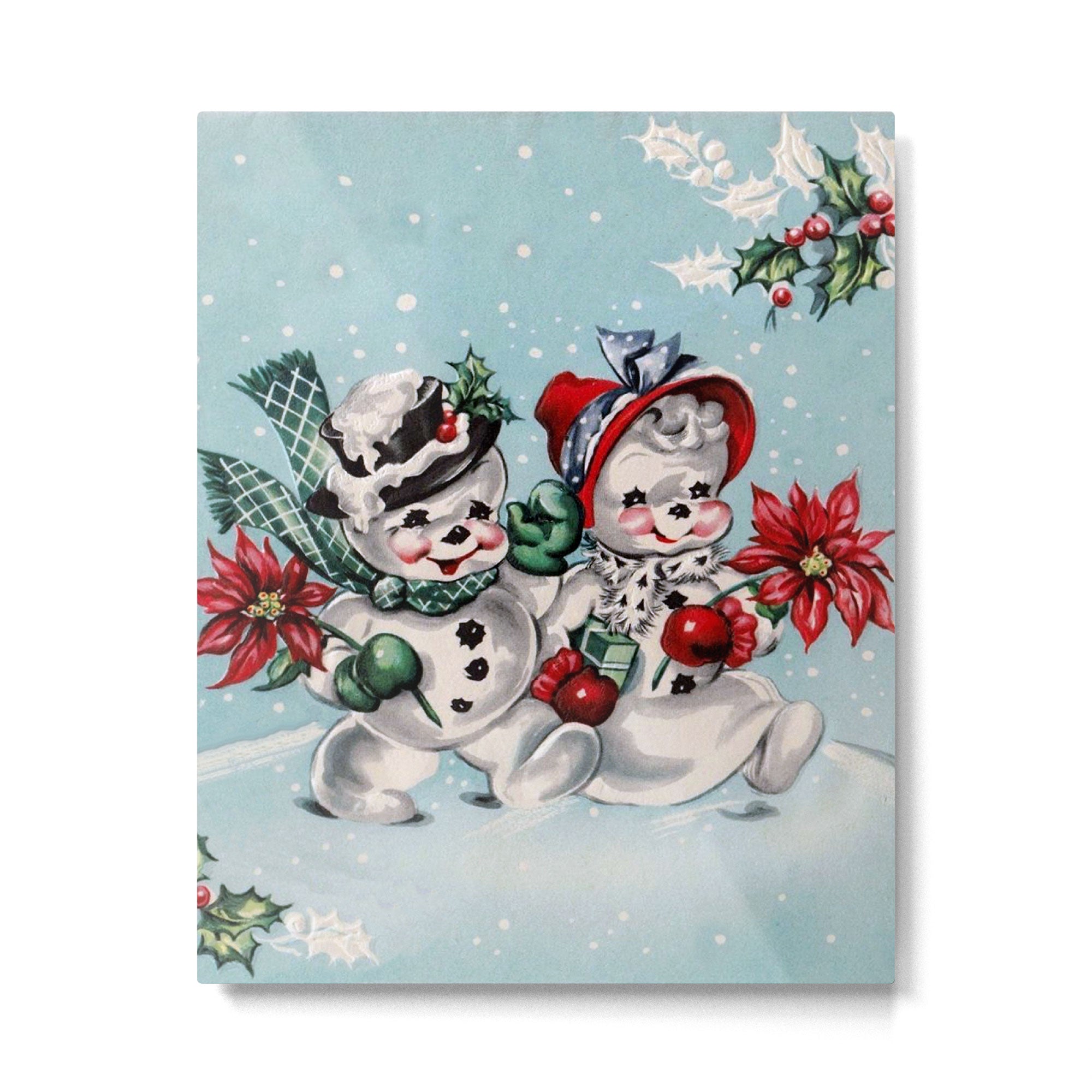 Vintage Christmas Snowman, Retro Christmas Metal Print Gallery Image 6
