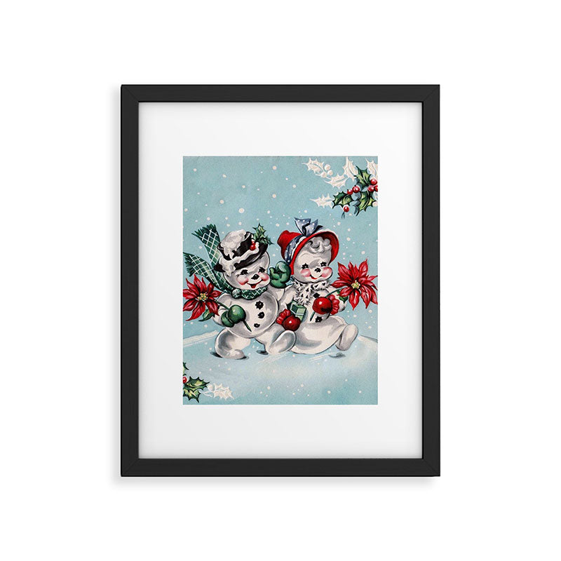Vintage Christmas Snowman, Retro Christmas Framed Art Print Gallery Image 6