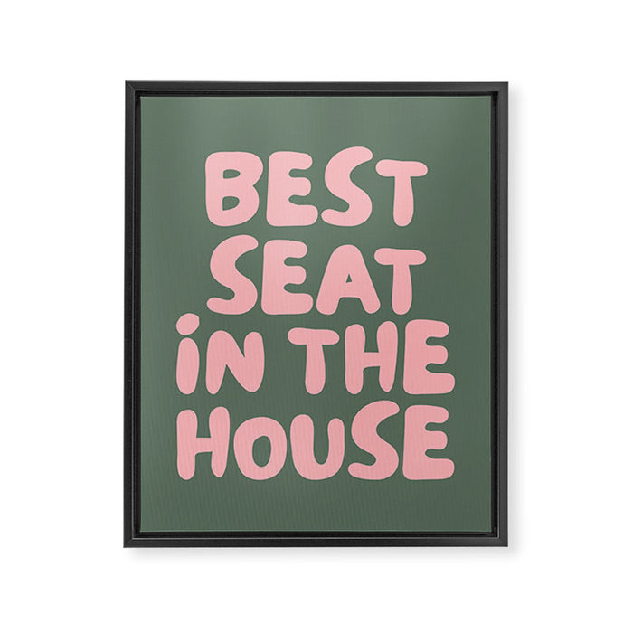 Best Seat In The House, Green and Pink Framed Canvas Print Gallery Image 1