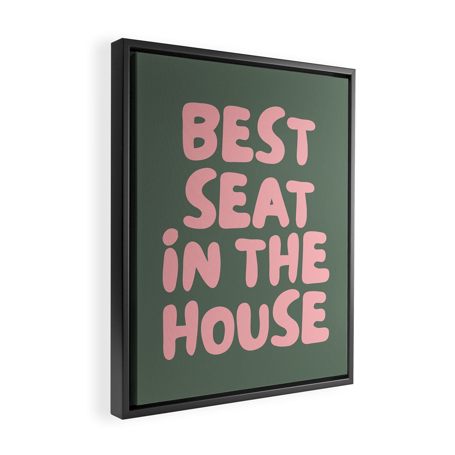 Best Seat In The House, Green and Pink Framed Canvas Print Gallery Image 2