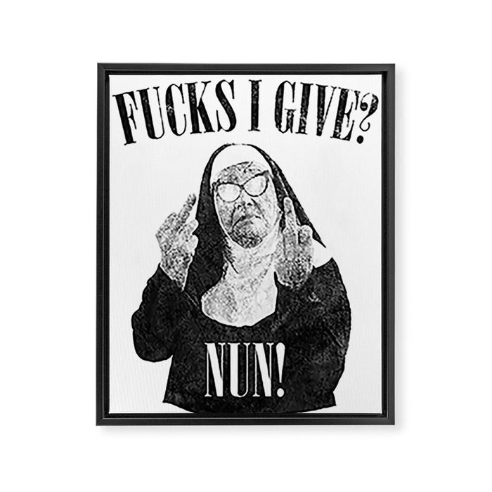 Funny Fucks I Give, Nun Saying Framed Canvas Print Gallery Image 1