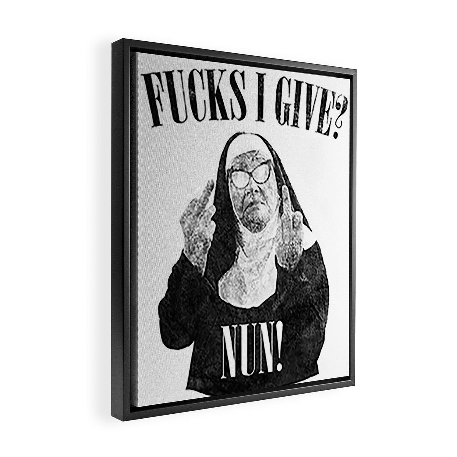 Funny Fucks I Give, Nun Saying Framed Canvas Print Gallery Image 2