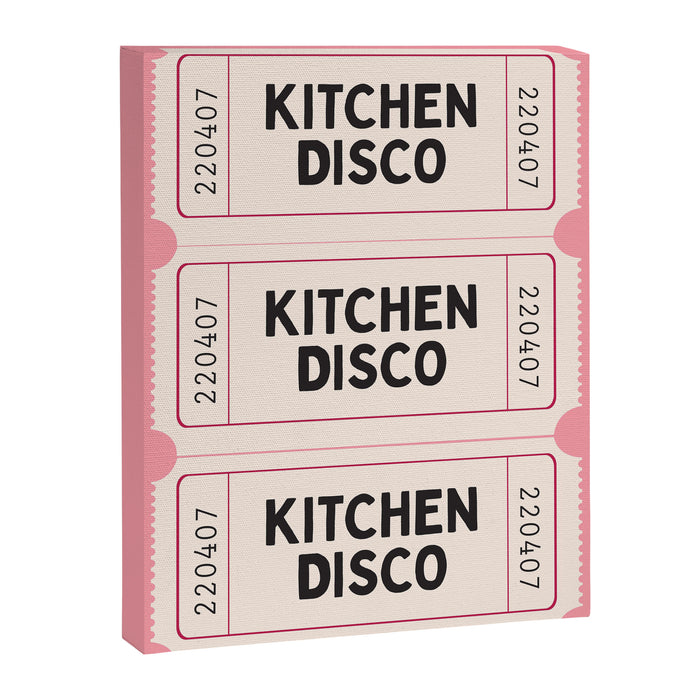 Kitchen Disco Ticket, Retro Pink Home Decor Canvas Print Gallery Image 1