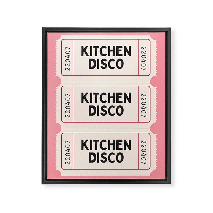 Kitchen Disco Ticket, Retro Pink Home Decor Framed Canvas Print Gallery Image 1