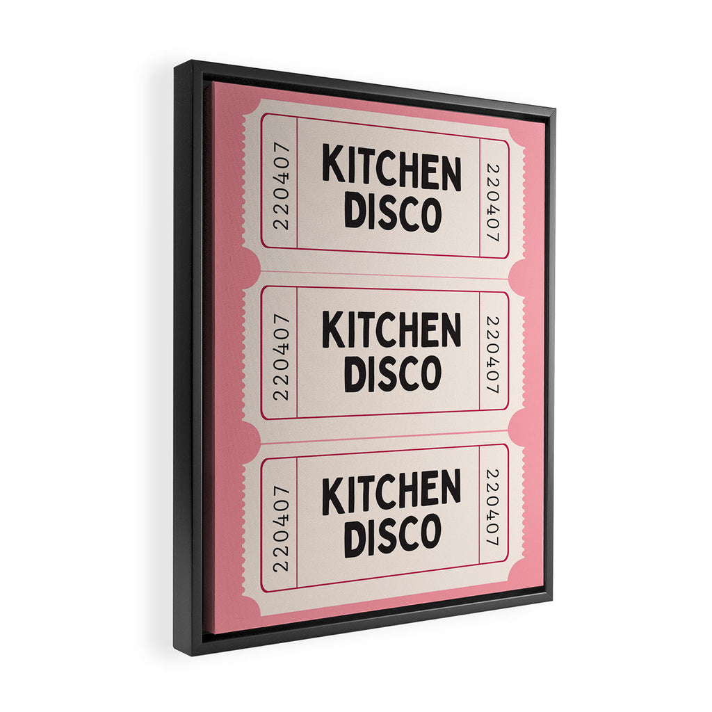 Kitchen Disco Ticket, Retro Pink Home Decor Framed Canvas Print Gallery Image 2