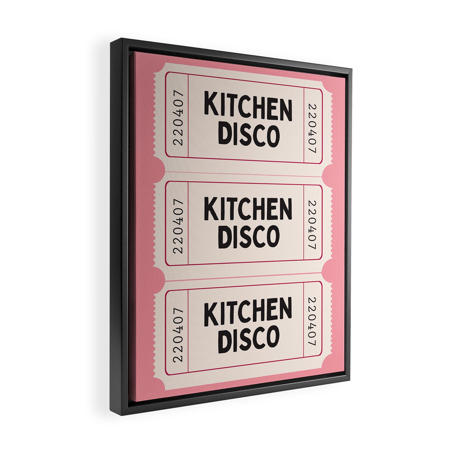 Kitchen Disco Ticket, Retro Pink Home Decor Framed Canvas Print Gallery Image 2