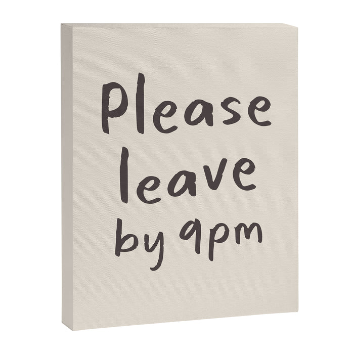 Please Leave By 9pm, Funny Hallway Print Canvas Print Gallery Image 1