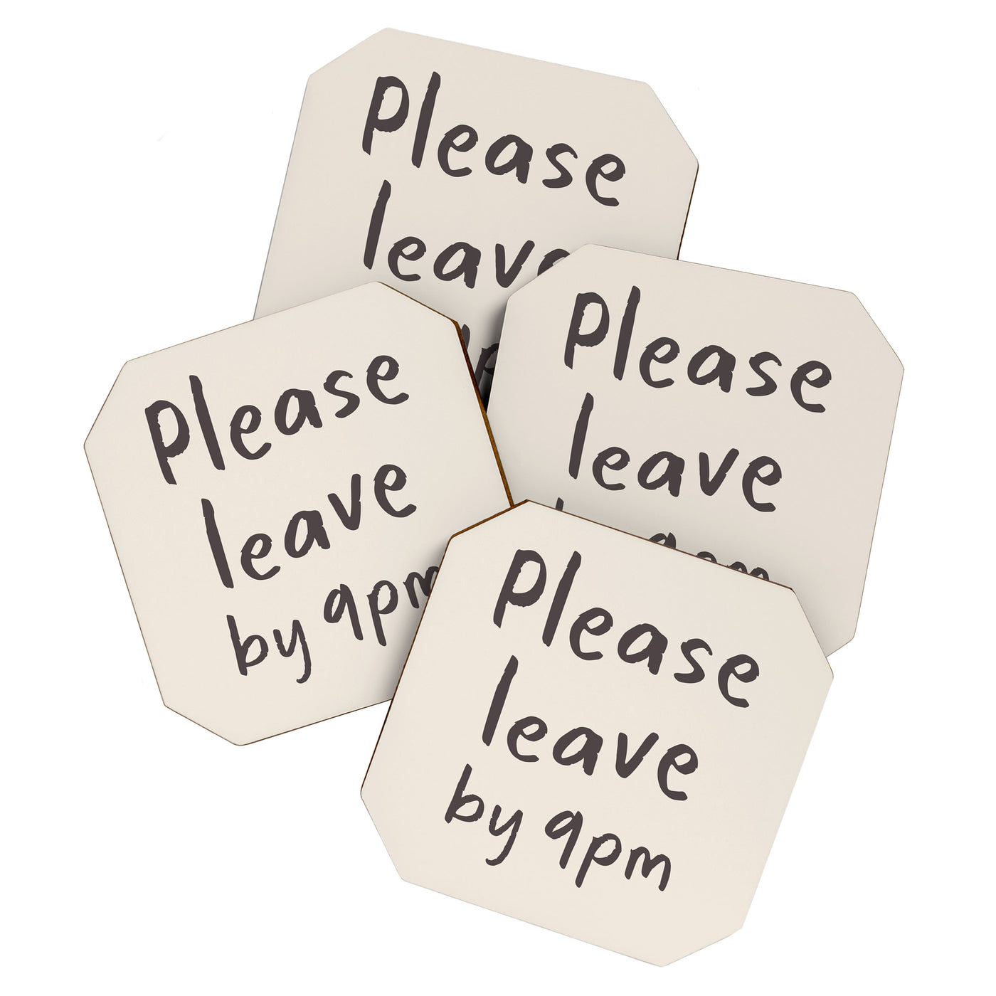 Please Leave By 9pm, Funny Hallway Print Coaster