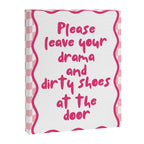 Please Leave Your Drama and Dirty Shoes At The Door, Pink Checkered Wall Decor Canvas Print Gallery Image 6