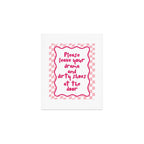 Please Leave Your Drama and Dirty Shoes At The Door, Pink Checkered Wall Decor Art Print Gallery Image 1