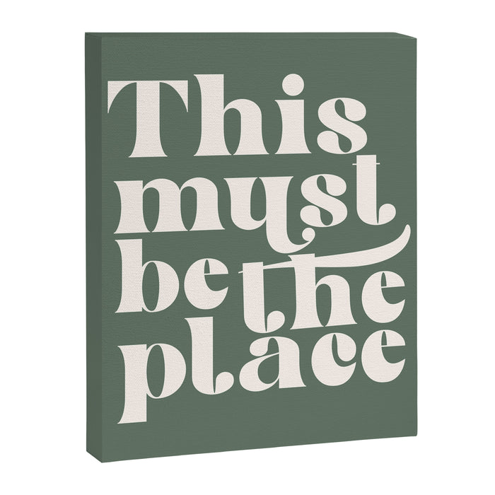 This Must Be The Place, Green and Cream Retro Home Decor Canvas Print Gallery Image 1