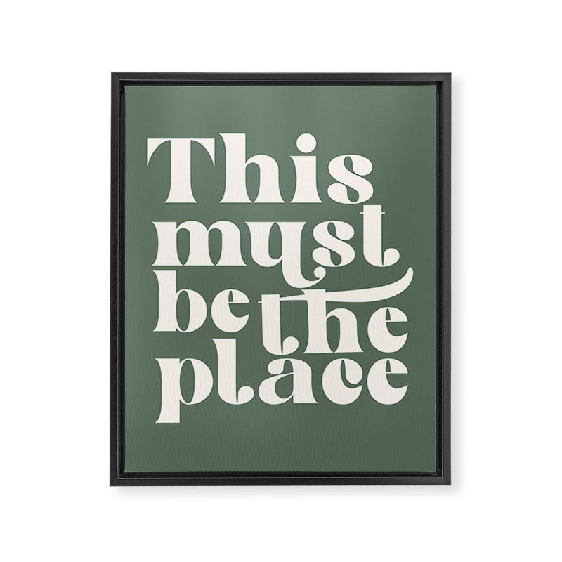 This Must Be The Place, Green and Cream Retro Home Decor Framed Canvas Print Gallery Image 6