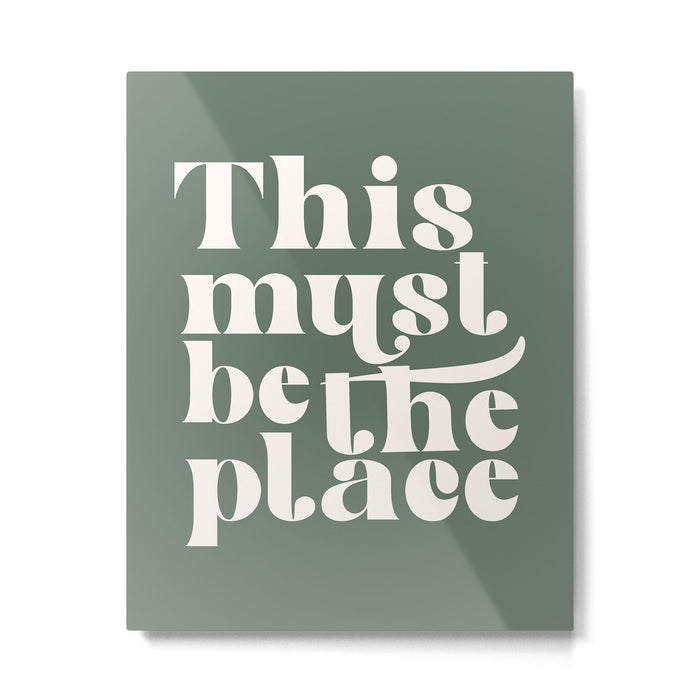 This Must Be The Place, Green and Cream Retro Home Decor Metal Print Gallery Image 1