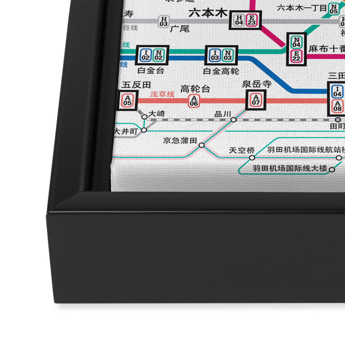 Tokyo Subway Map Framed Canvas Print Gallery Image 3