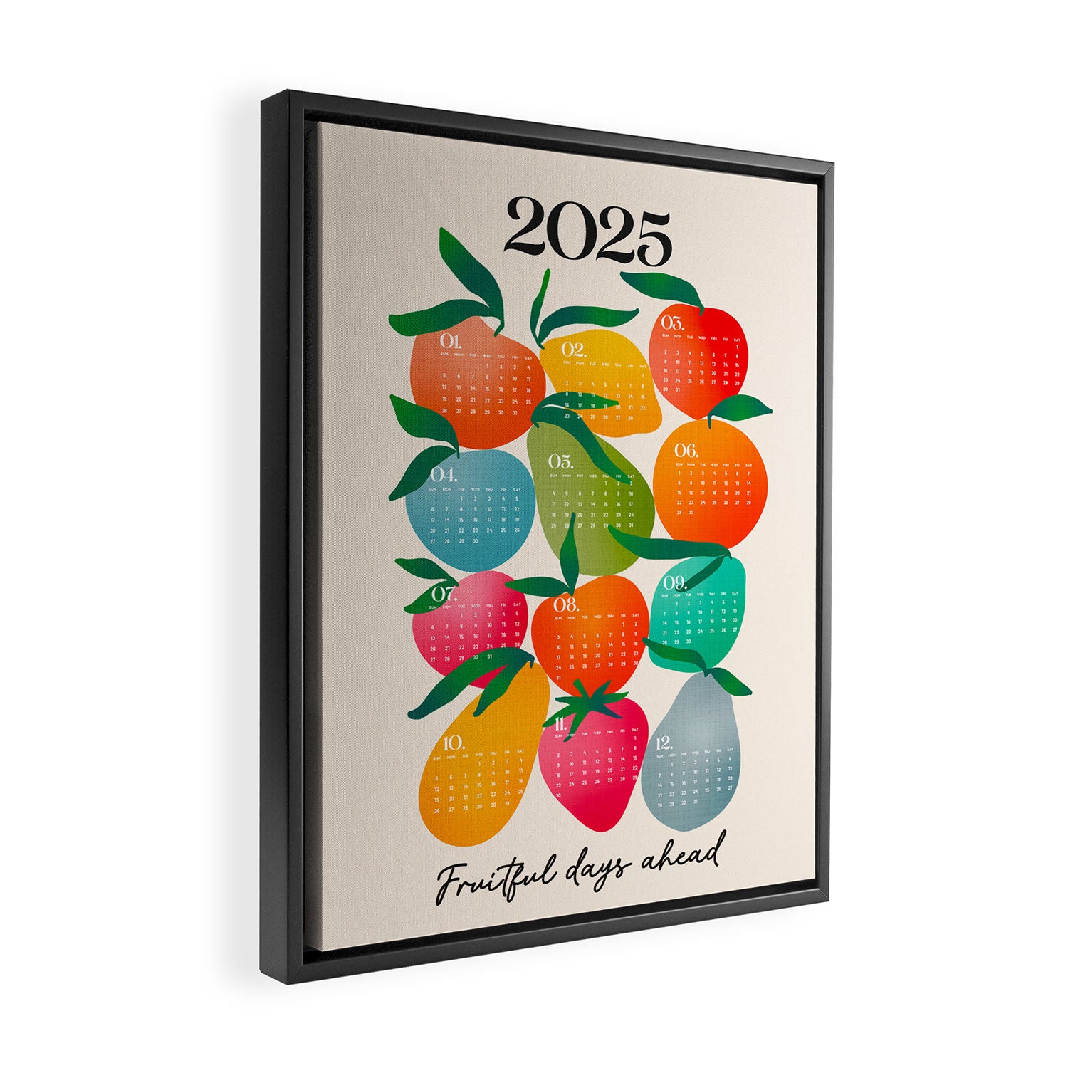 2025 BRIGHT FRUIT MARKET CALENDAR Framed Canvas Print Gallery Image 2