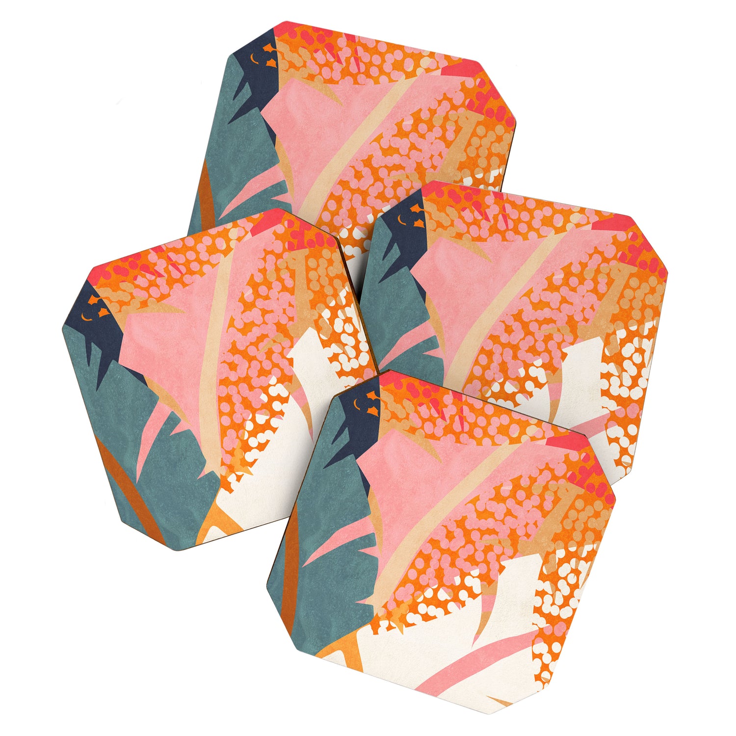 Abstract Boho Tropical Foliage 1 Coaster Gallery Image 1