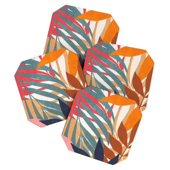 Abstract Boho Tropical Foliage 3 Coaster Gallery Image 1