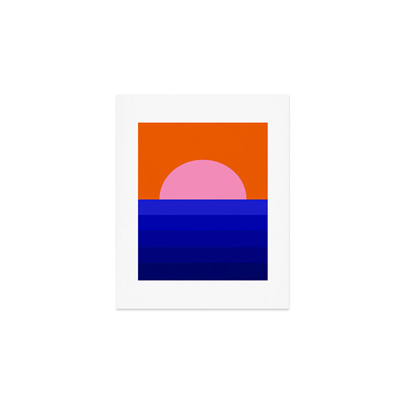 Abstract geo Sunset in blue and orange 3/3 Art Print Gallery Image 1