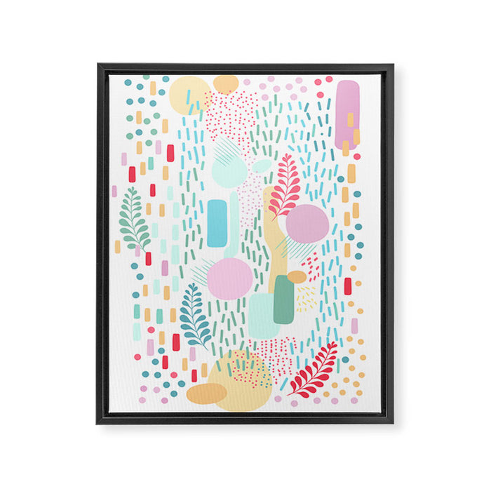 Abstract Nature - Colourful Doodle Pattern 3 Framed Canvas Print Gallery Image 1