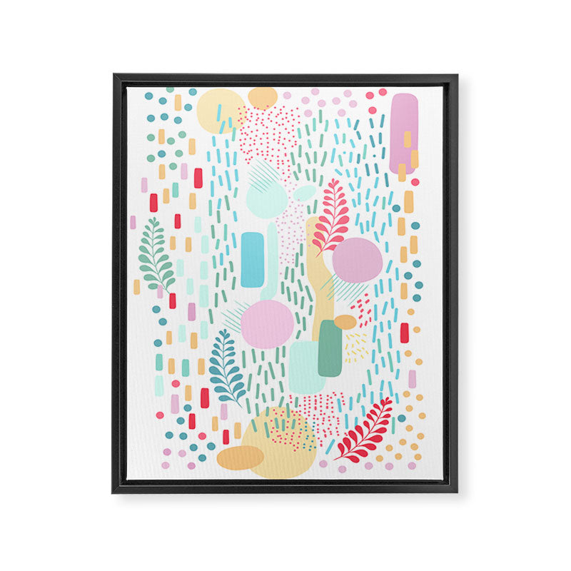Abstract Nature - Colourful Doodle Pattern 3 Framed Canvas Print Gallery Image 6