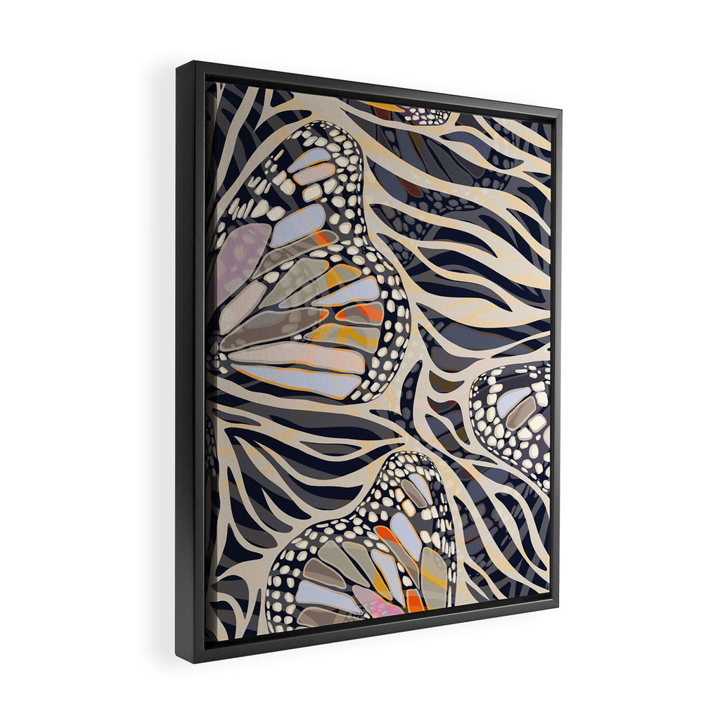 Abstract Retro Boho Butterfly Zebra Pattern â¢ Earthy Nature Framed Canvas Print Gallery Image 2