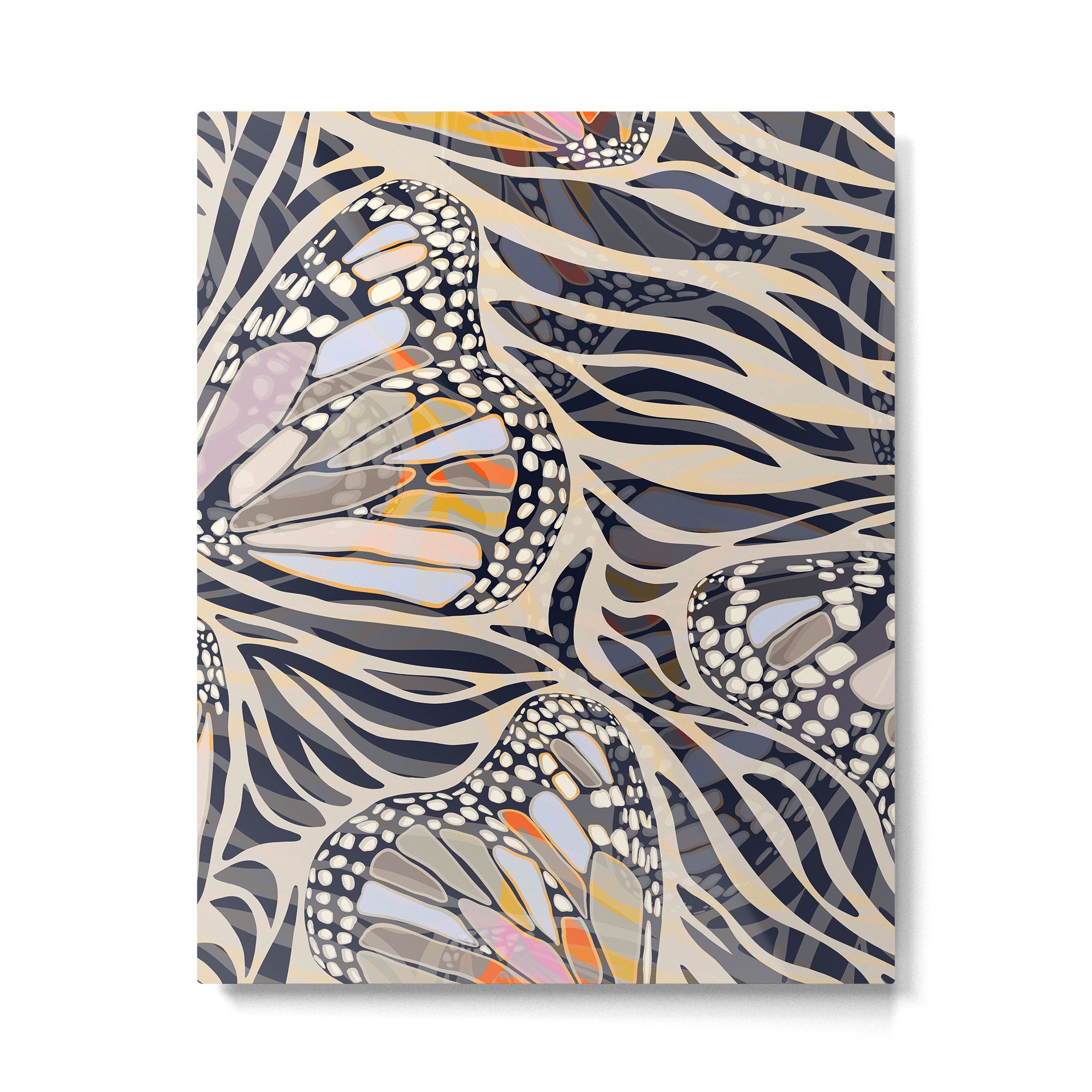 Abstract Retro Boho Butterfly Zebra Pattern â¢ Earthy Nature Metal Print Gallery Image 6
