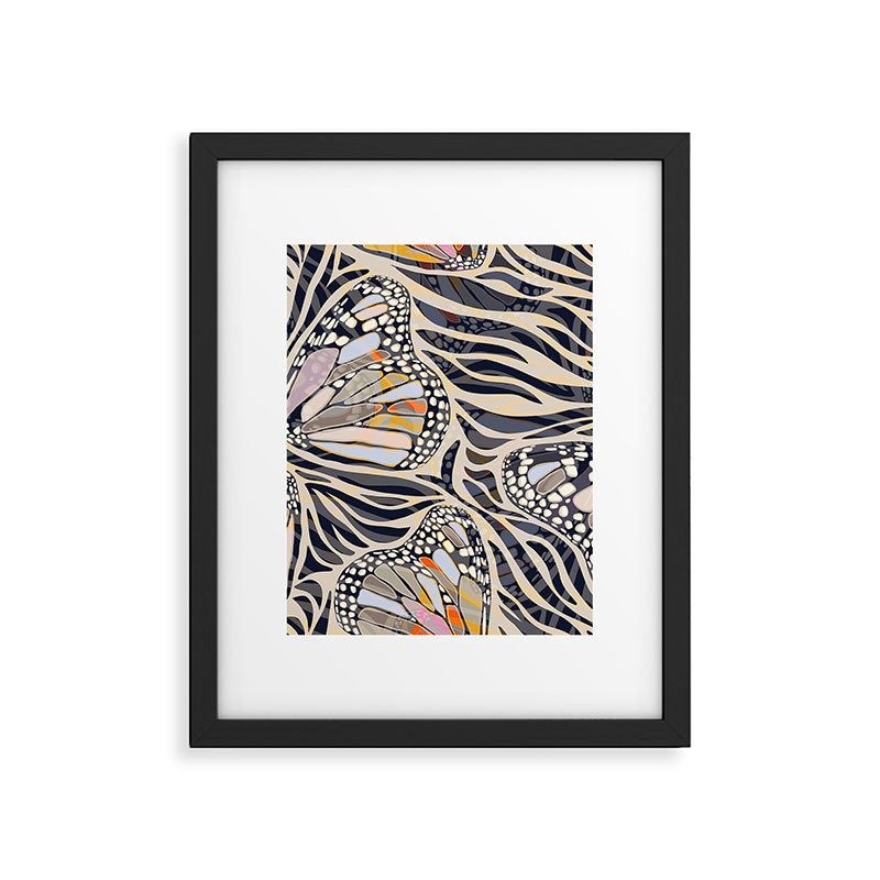 Abstract Retro Boho Butterfly Zebra Pattern â¢ Earthy Nature Framed Art Print Gallery Image 6