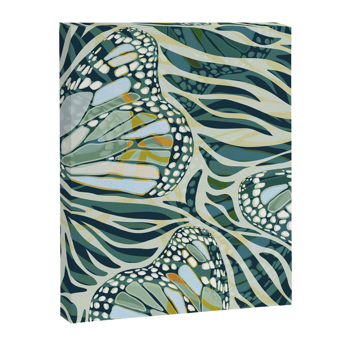 Abstract Retro Boho Butterfly Zebra Pattern - teal green Canvas Print Gallery Image 1