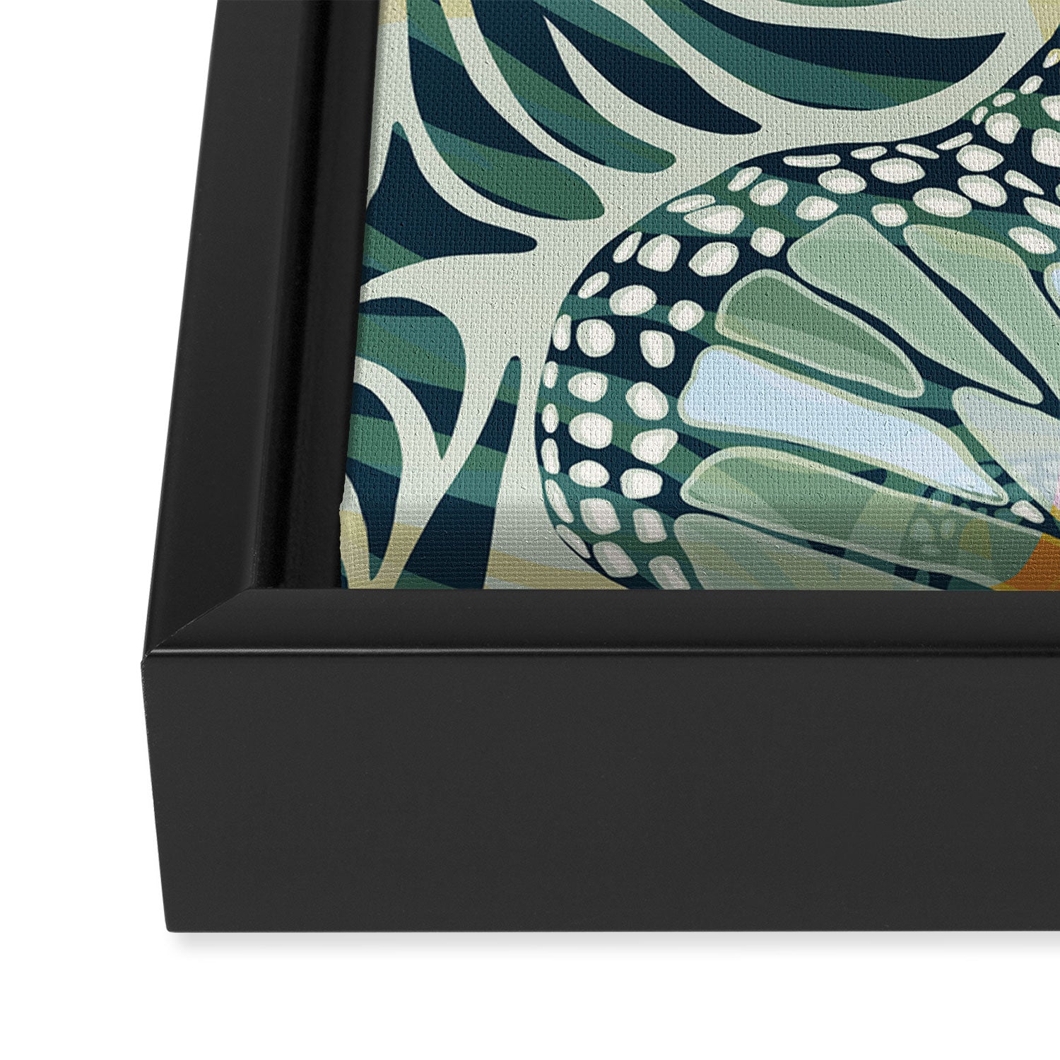 Abstract Retro Boho Butterfly Zebra Pattern - teal green Framed Canvas Print Gallery Image 3