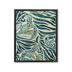Abstract Retro Boho Butterfly Zebra Pattern - teal green Framed Canvas Print Gallery Image 8