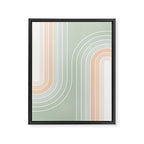 Abstract Retro Double Spring Rainbow - Pastel sage green and Peach fuzz Framed Canvas Print Gallery Image 6
