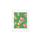 Badminton Birdie Pop Art court sport pattern on bright green Art Print Gallery Image 1