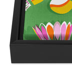 Badminton Birdie Pop Art court sport pattern on bright green Framed Canvas Print Gallery Image 3
