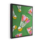 Badminton Birdie Pop Art court sport pattern on bright green Framed Canvas Print Gallery Image 2
