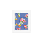 Badminton Birdie Pop Art court sport pattern on cobalt blue Art Print Gallery Image 1