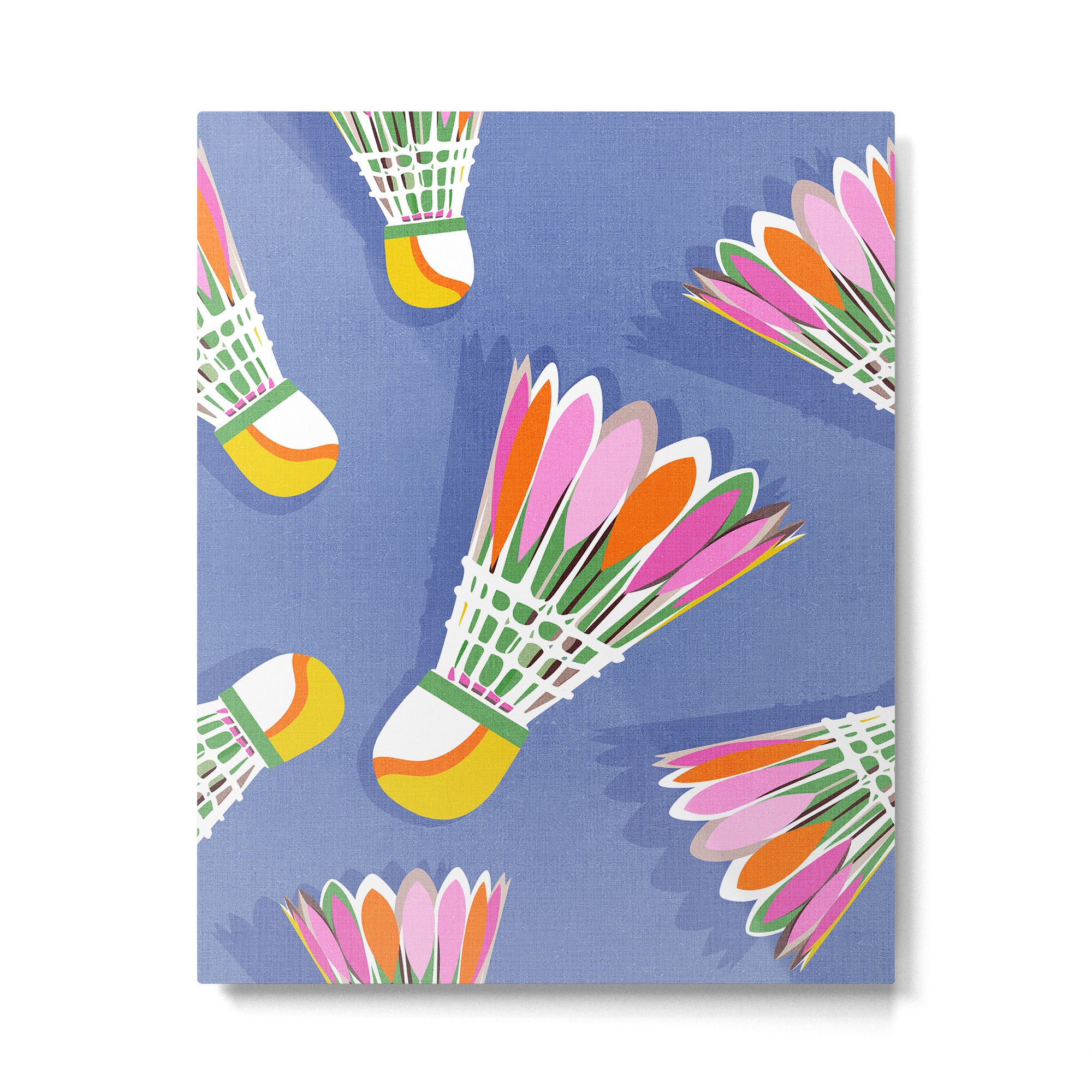 Badminton Birdie Pop Art court sport pattern on cobalt blue Metal Print Gallery Image 4