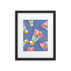 Badminton Birdie Pop Art court sport pattern on cobalt blue Framed Art Print Gallery Image 5