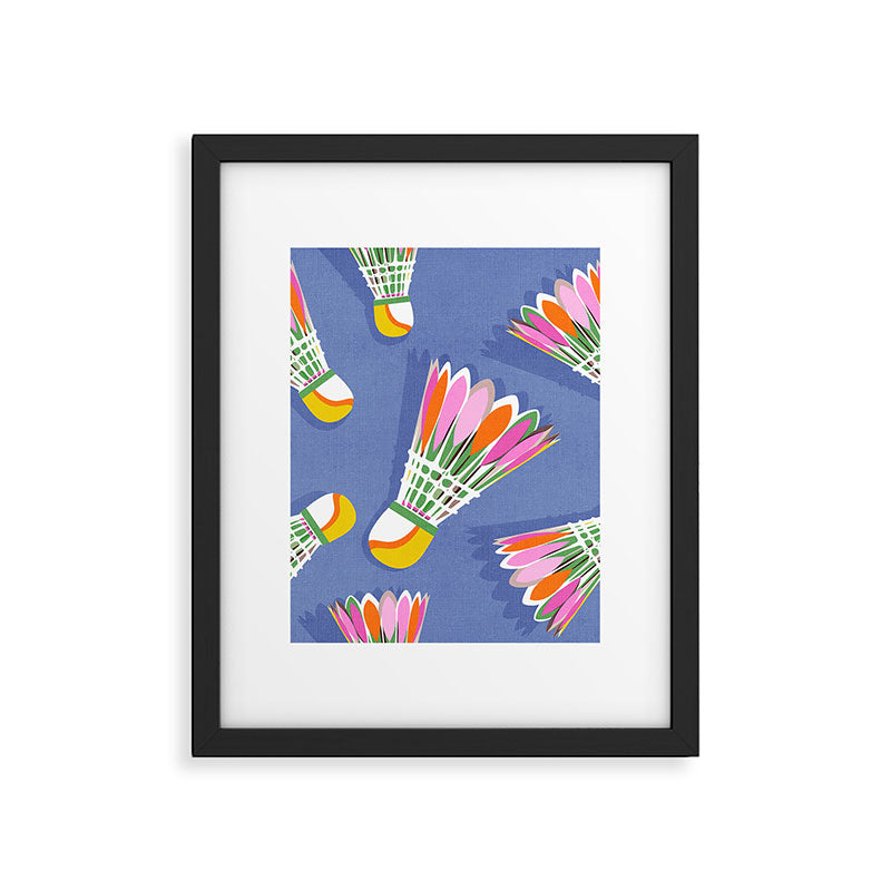 Badminton Birdie Pop Art court sport pattern on cobalt blue Framed Art Print Gallery Image 5